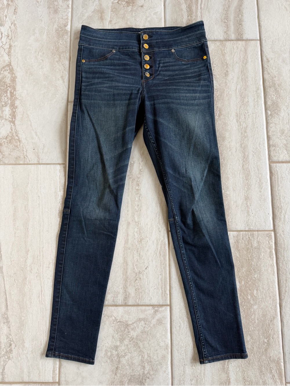 Abercrombie & Fitch Dark Blue High-Rise Skinny Jeans